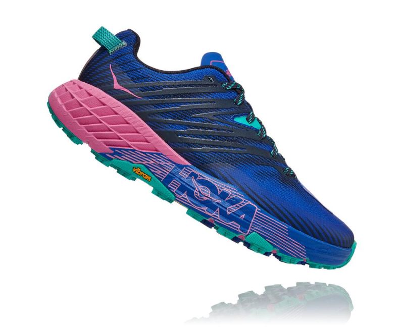 Hoka One One Speedgoat 4 Mulher - Tenis Azuis / Rosa | PT-eRVNHBN